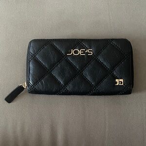 Joe's Jeans Quilted Black Wallet with Gold Accents